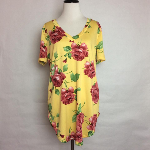Twenty Ten Tops - Twenty Ten Yellow Floral V-neck Tunic Size L